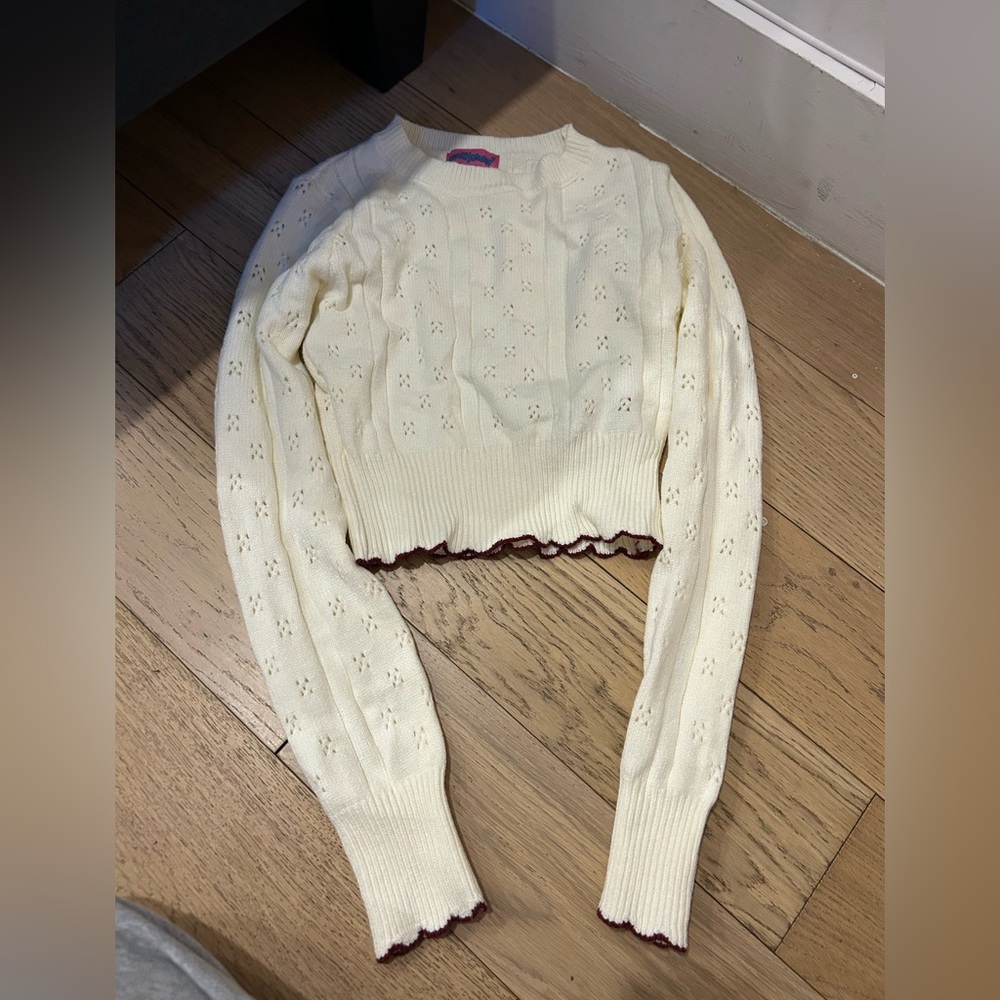 Edikted Cropped Eyelet Sweater